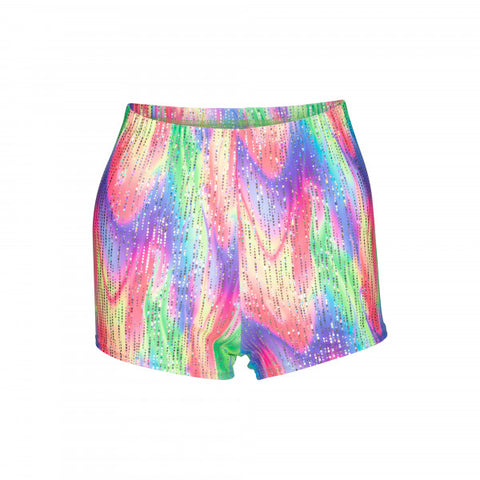 'Voodoo Pink' Multi-Colour Shimmer Print Dance/Gymnastics Hot Pants Shorts