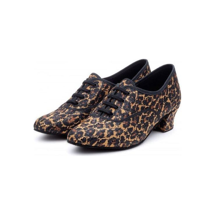 Glitter Animal Print Cuban Heel Suede Sole Ballroom Dance Shoes