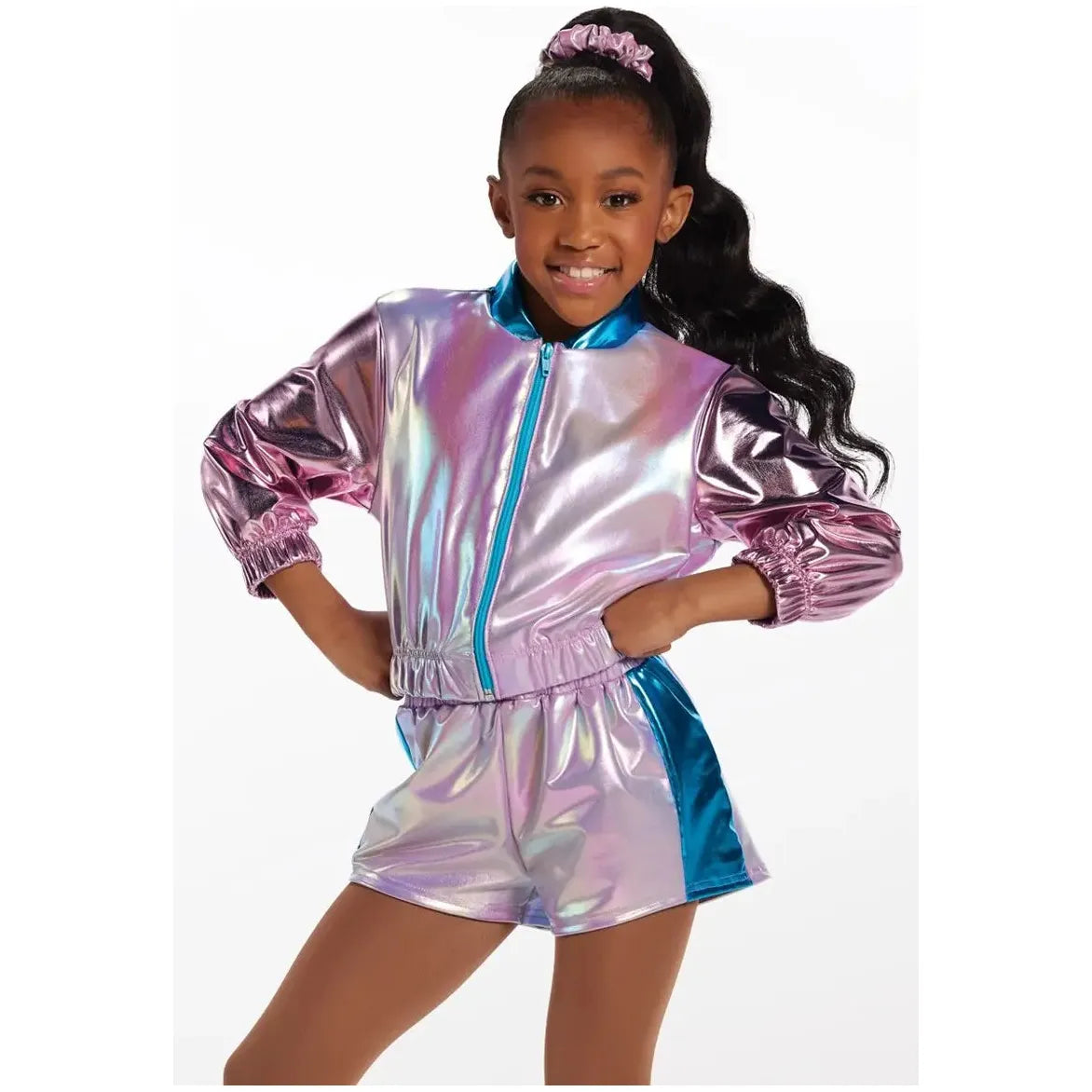 Dance Pink Satin Tracksuit Word Up!' Pink Metallic Jacket Romper