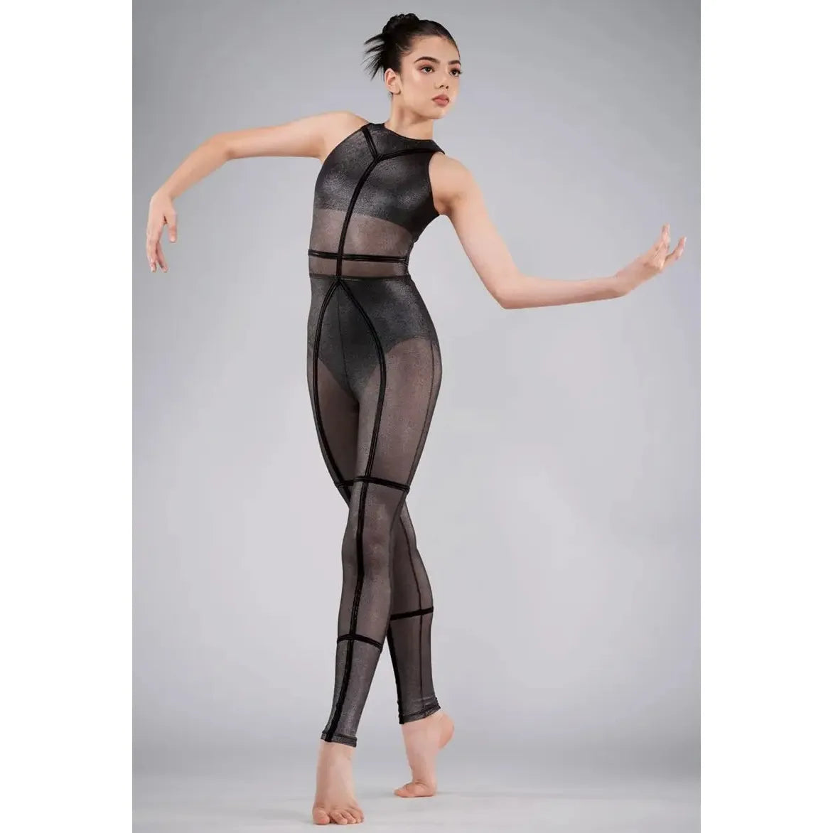 Babylon' Foiled Metallic Mesh Catsuit Acro Dance Costume