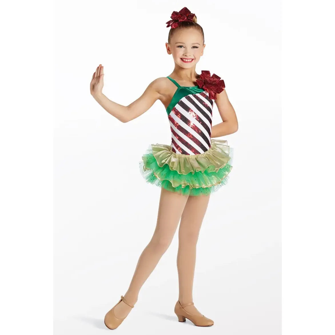 christmas skating dresses Figure Ice Dress – Santa Girls Costume With Candy Cane Striped Tutu And Hat Set, Perfect For Holiday Performances Chopped Salad with Blue Baby Girls Outfits competition figure skating dresses Long mesh sleeves with Size:3-4 Years (110cm)