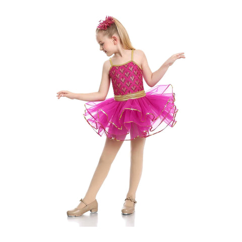'Exotique' Pink & Gold Dance Costume