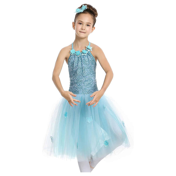 ‘Blue Rhapsody’ Floral Lace Ballet Tutu Dance Costume