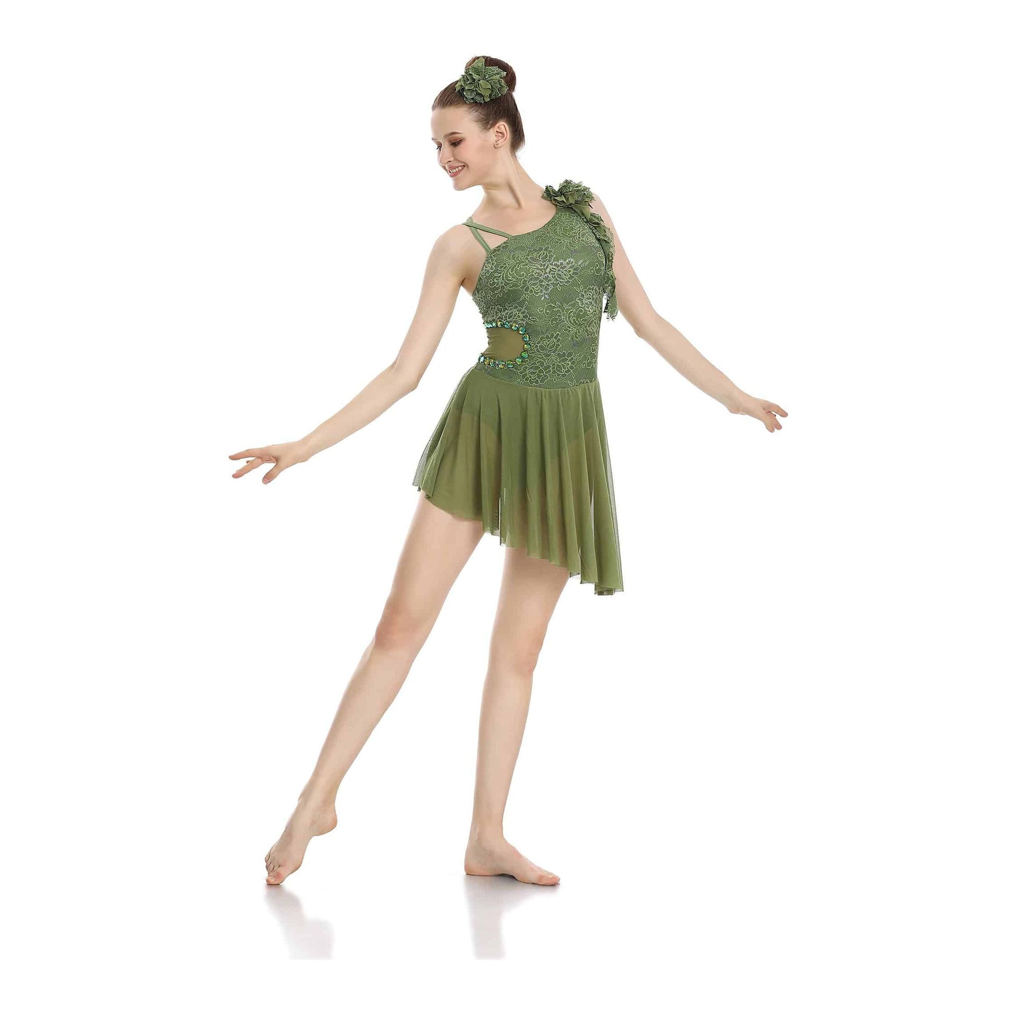 ‘In the Moment’ Green Lace Lyrical Dance Costume