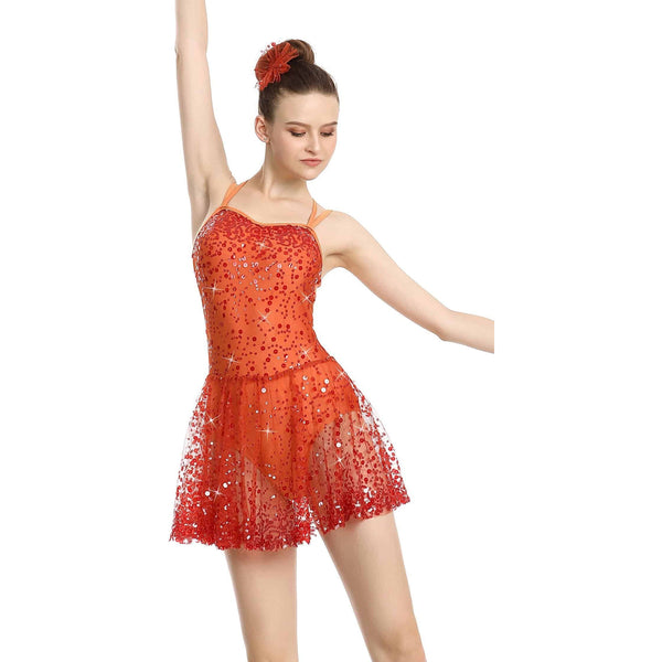 De La Diva ‘Smouldering Sunset’ Orange Ombre Sequin Lyrical Dance Costume
