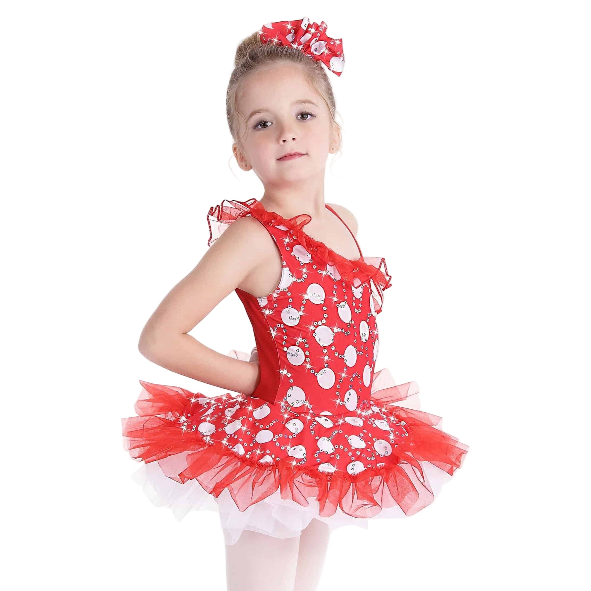 De La Diva ‘Polka Dot Hot’ Red Sequin Tutu Tap and Ballet Dance Costume
