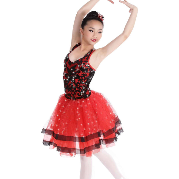 ‘Royal Passion’ Red & Black Sequin Bodice Ballet Tutu Dance Costume