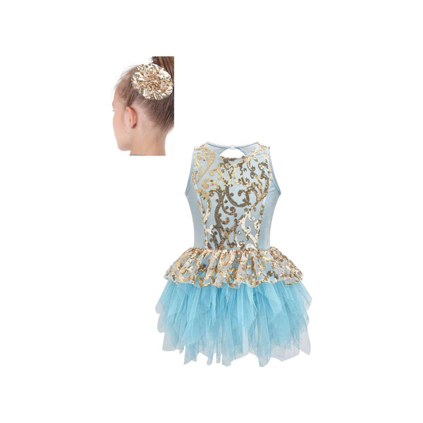 De La Diva ‘Regal in Teal’ Blue & Gold Dance Costume
