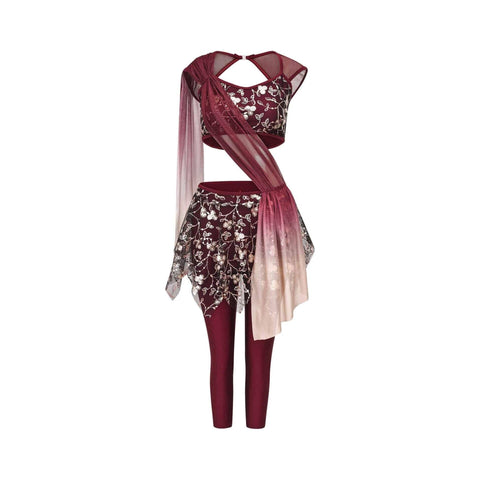 'Life and Joy' Burgundy Lyrical Two Piece Dance Costume