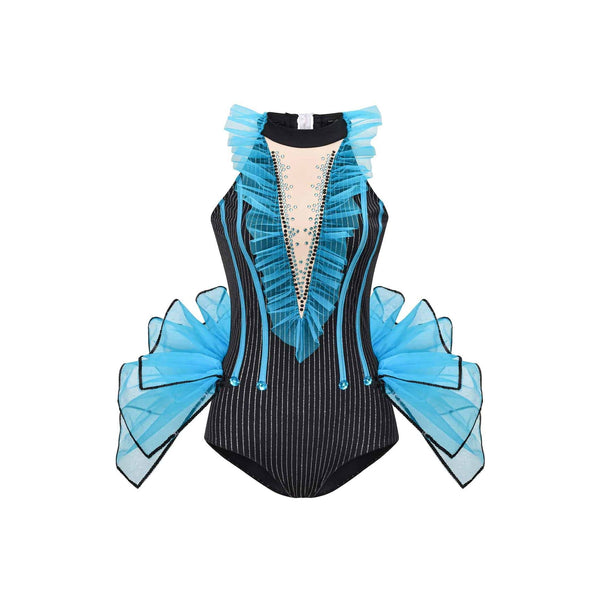 De La Diva 'Hustle and Bustle' Pinstripe Halter 2-in-1 Dance Costume