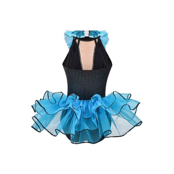 De La Diva 'Hustle and Bustle' Pinstripe Halter 2-in-1 Dance Costume