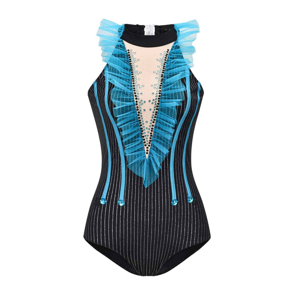 De La Diva 'Hustle and Bustle' Pinstripe Halter 2-in-1 Dance Costume