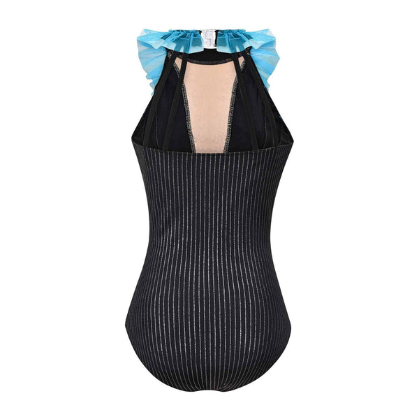 De La Diva 'Hustle and Bustle' Pinstripe Halter 2-in-1 Dance Costume