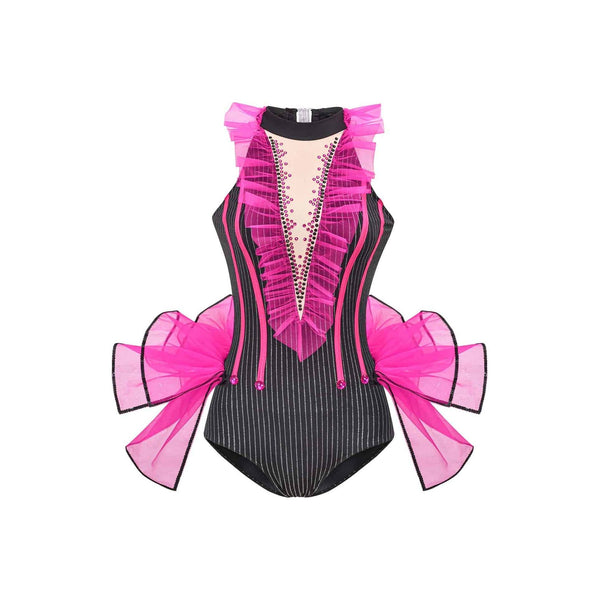 De La Diva 'Hustle and Bustle' Pinstripe Halter 2-in-1 Dance Costume