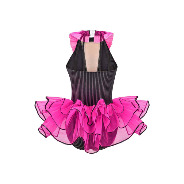 De La Diva 'Hustle and Bustle' Pinstripe Halter 2-in-1 Dance Costume