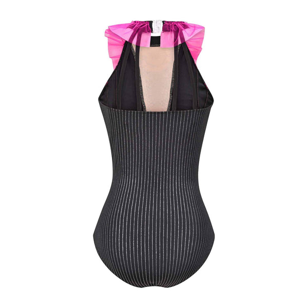 De La Diva 'Hustle and Bustle' Pinstripe Halter 2-in-1 Dance Costume