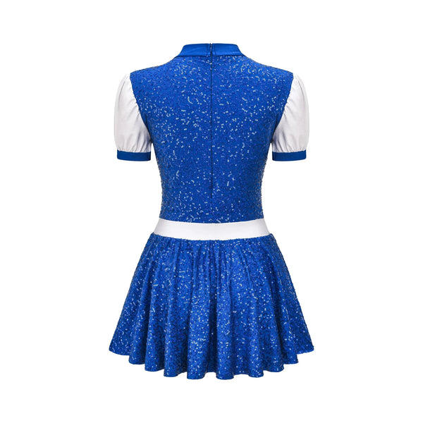 De La Diva 'Escape to the Sky' Blue Sequin Air Hostess Dance Costume