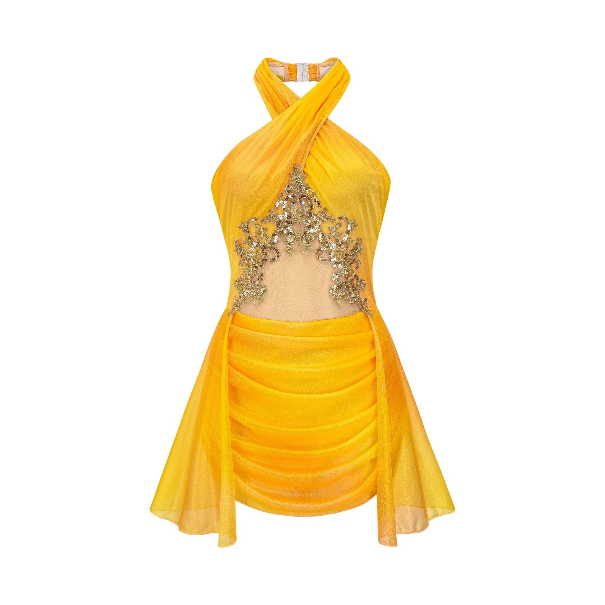 De La Diva 'Burning Brightly' Yellow Halterneck Lyrical Dance Costume - SA