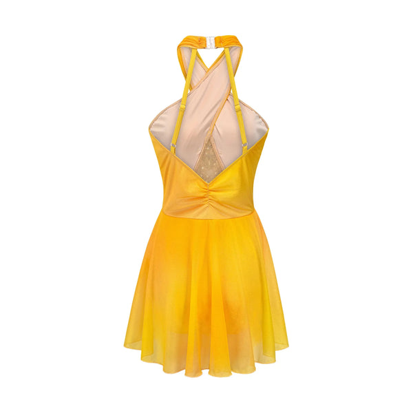 De La Diva 'Burning Brightly' Yellow Halterneck Lyrical Dance Costume - SA