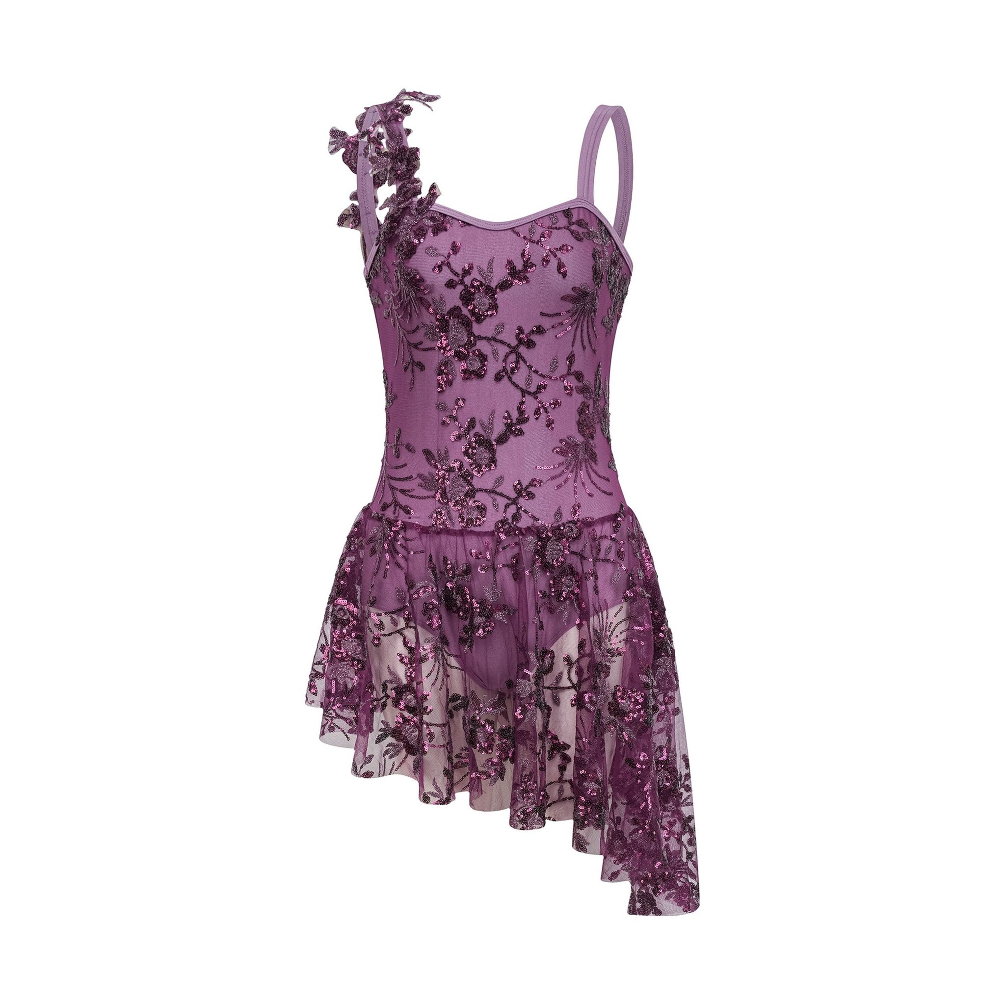 De La Diva ‘Majestic Mulberry’ Purple Mesh Overlay Lyrical Dance Costume
