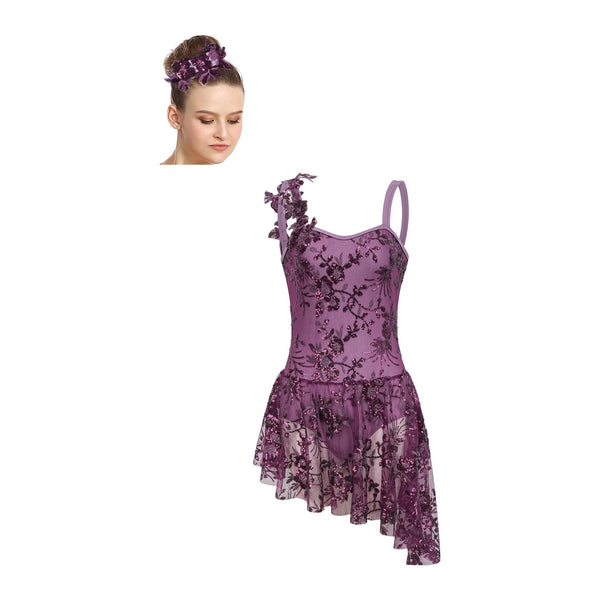 De La Diva ‘Majestic Mulberry’ Purple Mesh Overlay Lyrical Dance Costume