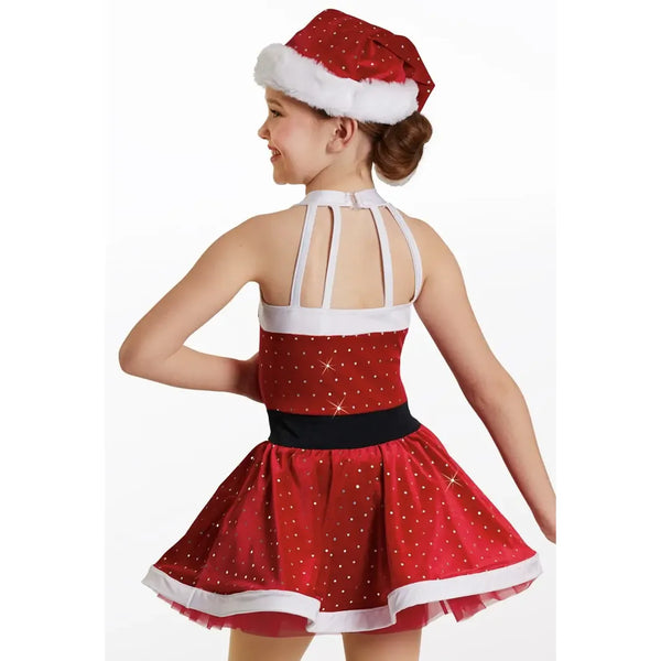 Weissman ‘Santa Baby’ Santa-Inspired Foil Dot Velvet Christmas Dance Dress