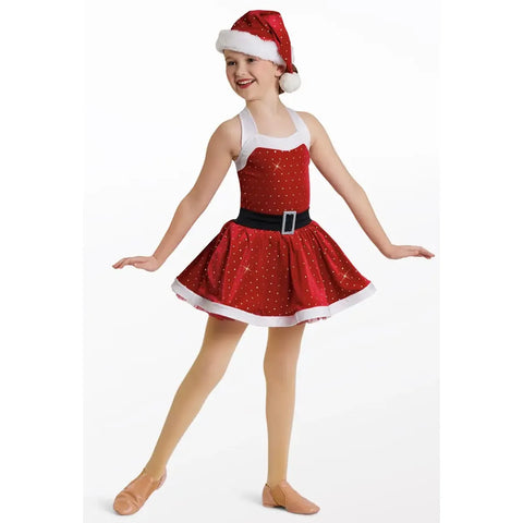 Weissman ‘Santa Baby’ Santa-Inspired Foil Dot Velvet Christmas Dance Dress