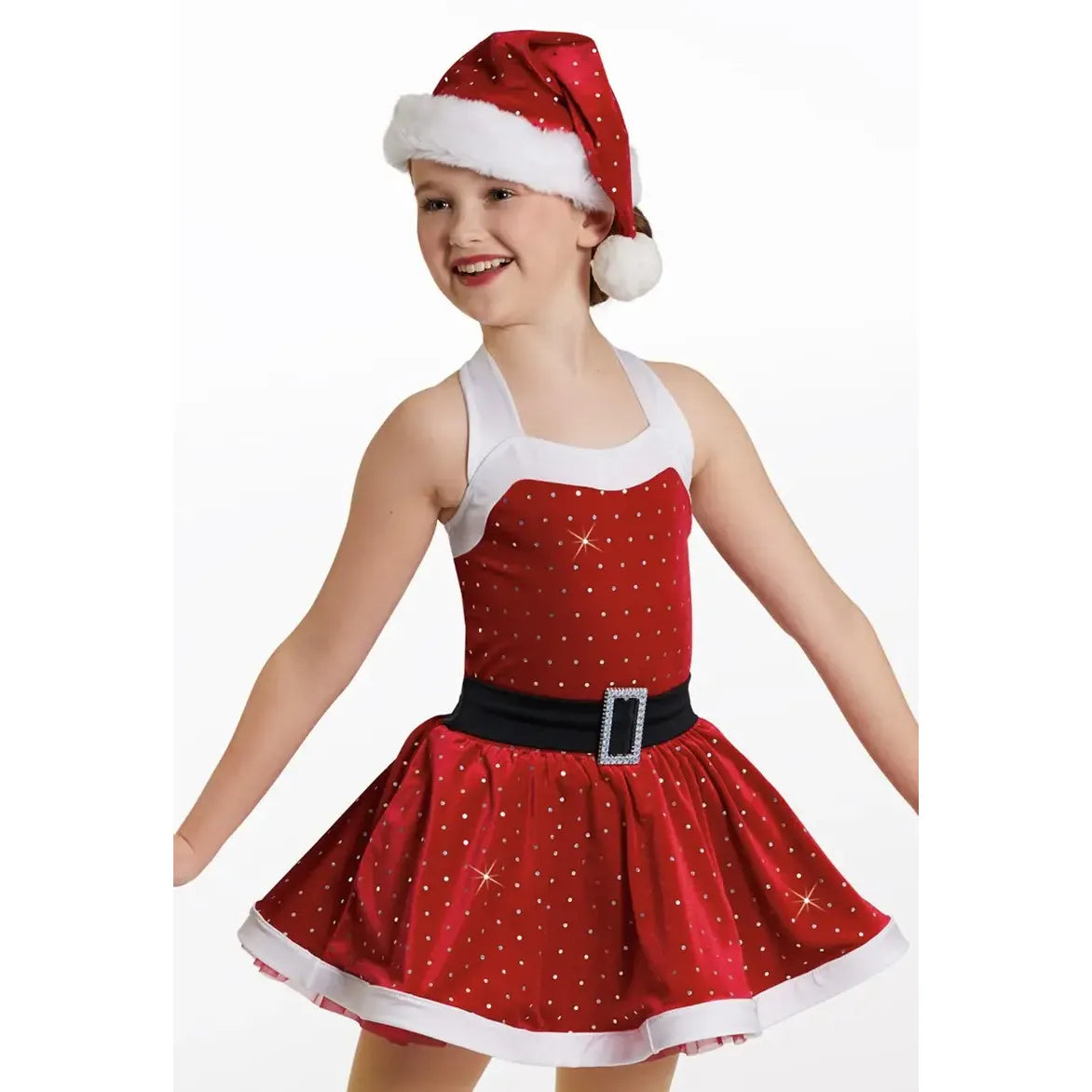 Weissman ‘Santa Baby’ Santa-Inspired Foil Dot Velvet Christmas Dance Dress