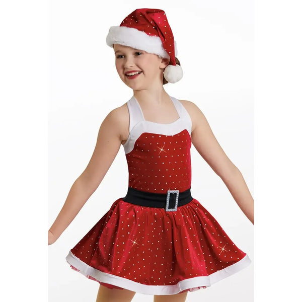 Weissman ‘Santa Baby’ Santa-Inspired Foil Dot Velvet Christmas Dance Dress