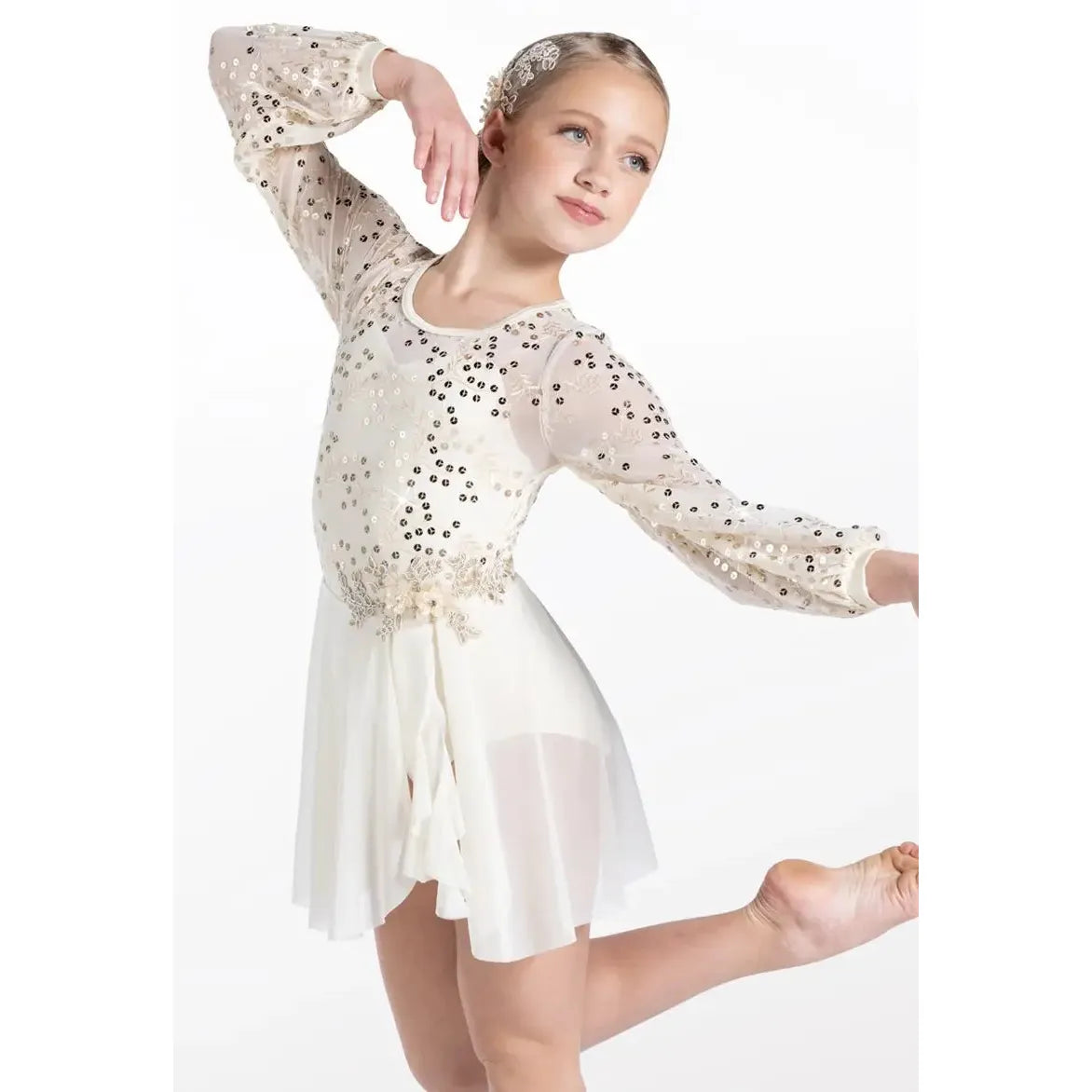 Weissman 'Saint Honesty' Poet Sleeve Embroidered Lyrical Dance Dress