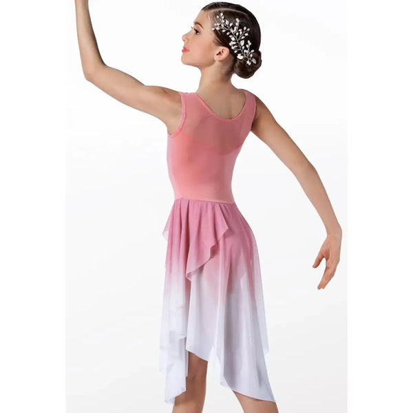 Weissman 'Just Around The Riverbend' Illusion Neck Cascading Lyrical Dress