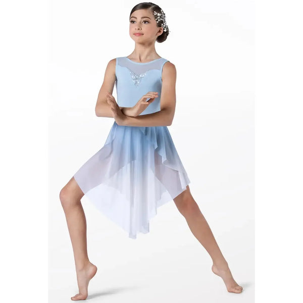 Weissman 'Just Around The Riverbend' Illusion Neck Cascading Lyrical Dress