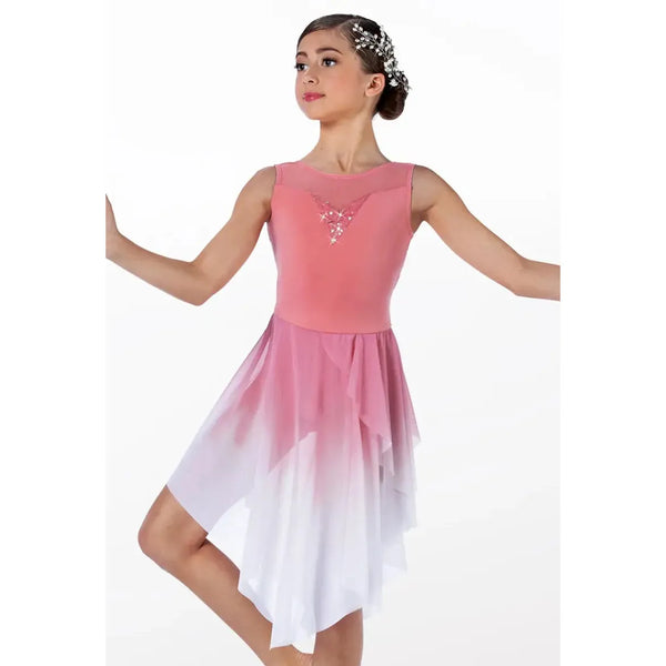 Weissman 'Just Around The Riverbend' Illusion Neck Cascading Lyrical Dress