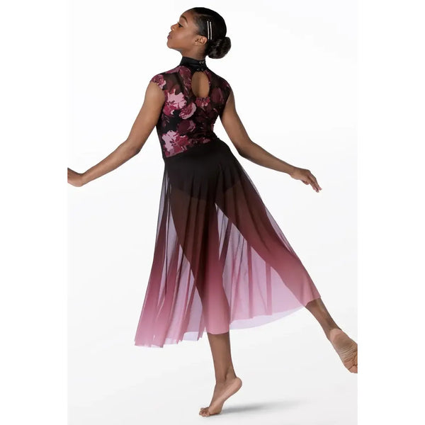 Weissman 'Autumn Leaves' Printed Floral Mesh Lyrical Dress