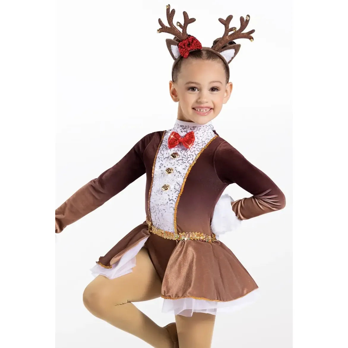 Weissman ‘Run Rudolph Run’ Long Sleeve Christmas Reindeer Dance Costume