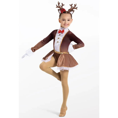 Weissman ‘Run Rudolph Run’ Long Sleeve Christmas Reindeer Dance Costume