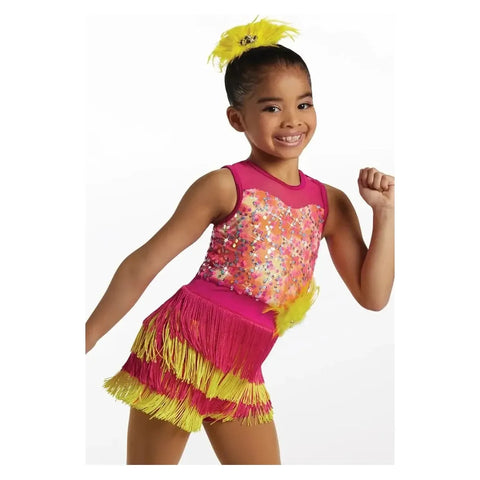 'I'm Your Girl' Tie Dye Sequin Two Colour Fringe Dress