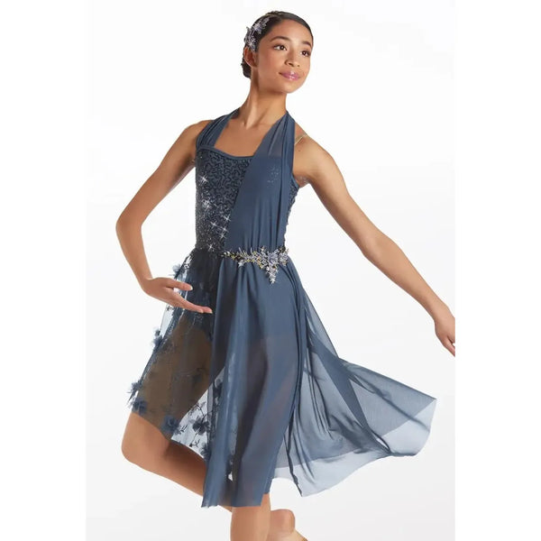 Weissman 'Fall Into Me' Halter Wrap Midi Lyrical Dance Dress