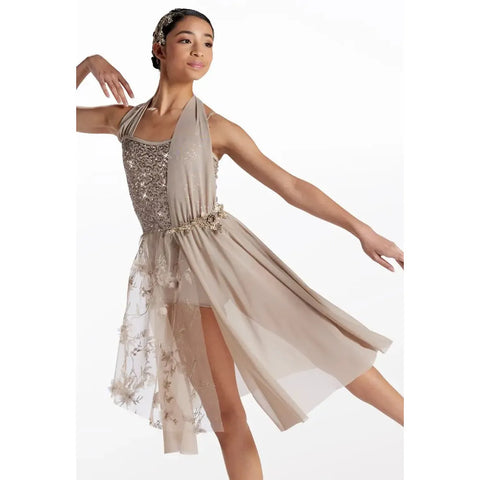 Weissman 'Fall Into Me' Halter Wrap Midi Lyrical Dance Dress