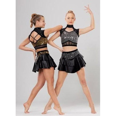 'Crowd Control' Sequin Two Piece Dance Costume - Gold or Silver