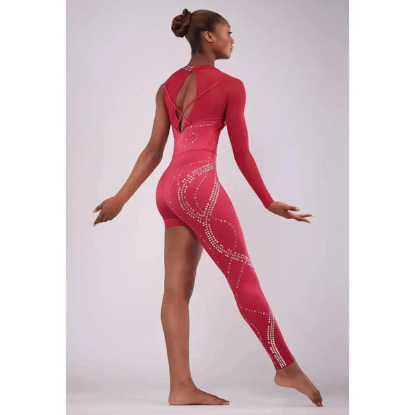 'Dance of the Dream Man' Studded Asymmetric Catsuit Acro Dance Costume