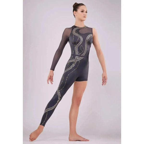 'Dance of the Dream Man' Studded Asymmetric Catsuit Acro Dance Costume