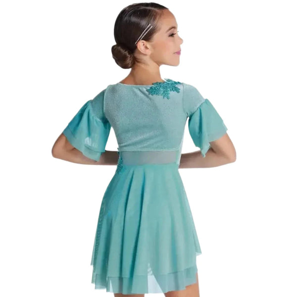 'Little Things' Glitter Velvet Double Ruffle Sleeve Lyrical Dress