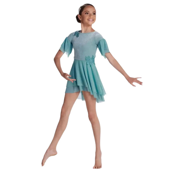 'Little Things' Glitter Velvet Double Ruffle Sleeve Lyrical Dress