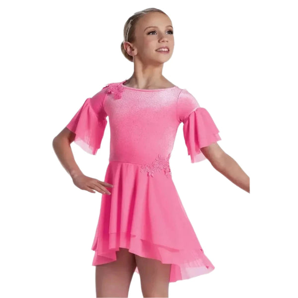 'Little Things' Glitter Velvet Double Ruffle Sleeve Lyrical Dress