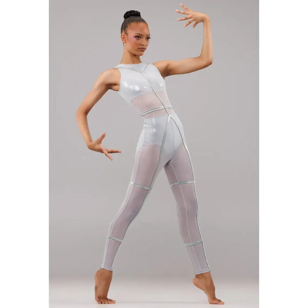 Weissman 'Babylon' Foiled Metallic Mesh Catsuit Acro Dance Costume