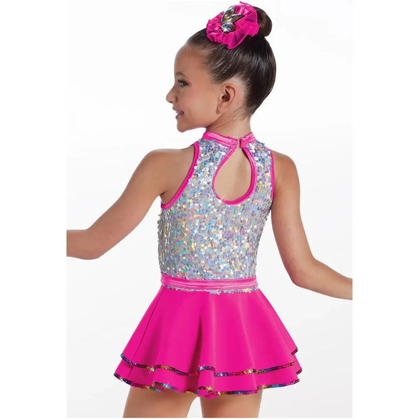 Weissman 'Hit The Lights' Rainbow Sequin Tiered Jazz Dance Dress