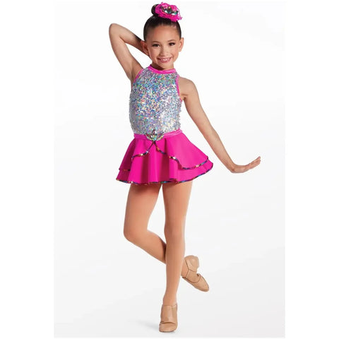 Weissman 'Hit The Lights' Rainbow Sequin Tiered Jazz Dance Dress