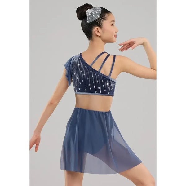 Weissman ‘Drops of Jupiter’ Elite Crystal-Trimmed Indigo Dance Leotard