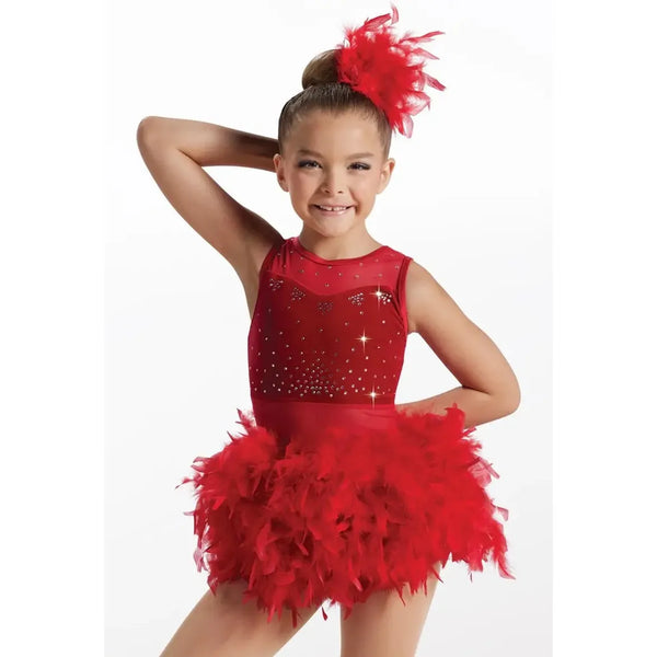 Weissman 'I Slay' – Crystal Velvet & Feather Skirt Dance Costume